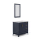 ELIZABETH 36"W x 34.25"H Monarch Blue Single-Sink Vanity with Carrara White Marble Countertop + Mirror