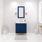 BRISTOL 30"W x 34"H Monarch Blue Single-Sink Vanity with Carrara White Marble Countertop + Satin Gold Gooseneck Faucet and Rectangular Mirror (S)