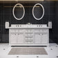 DERBY 72"W x 34"H Pure White Double-Sink Vanity with Carrara White Marble Countertop + Mirrors