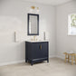 ELIZABETH 30"W x 34.25"H Monarch Blue Single-Sink Vanity with Carrara White Marble Countertop + Mirror