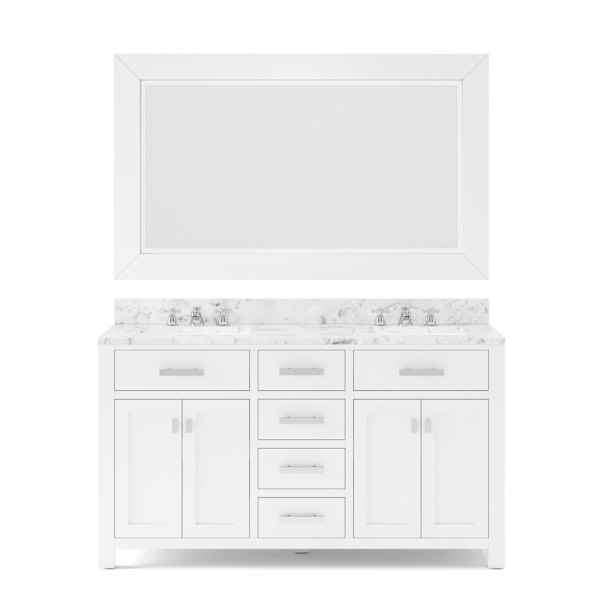 MADISON 60"W x 34"H Pure White Double-Sink Vanity + Mirror