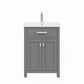 MYRA 24"W x 34"H Cashmere Gray Integrated Ceramic Sink Vanity + Modern Single Faucet