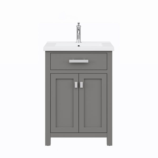 MYRA 24W x 34H Cashmere Gray Integrated Ceramic Sink Vanity + Modern Single Faucet