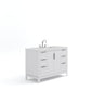 ELIZABETH 48"W x 34.25"H Pure White Single-Sink Vanity with Carrara White Marble Countertop + Faucets (F2-0012-01-TL)