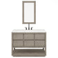 OAKMAN 48"W x 34.3"H Gray Oak Single-Sink Vanity with Carrara White Marble Countertop + Rectangular Mirror