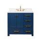 MADISON 36"W x 34"H Monarch Blue Single-Sink Vanity with Carrara White Marble Countertop + Faucets (F2-0012-06-TL)