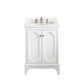 QUEEN 24"W x 34"H Pure White Single-Sink Vanity with Carrara Quartz Countertop + Faucets (F2-0013)