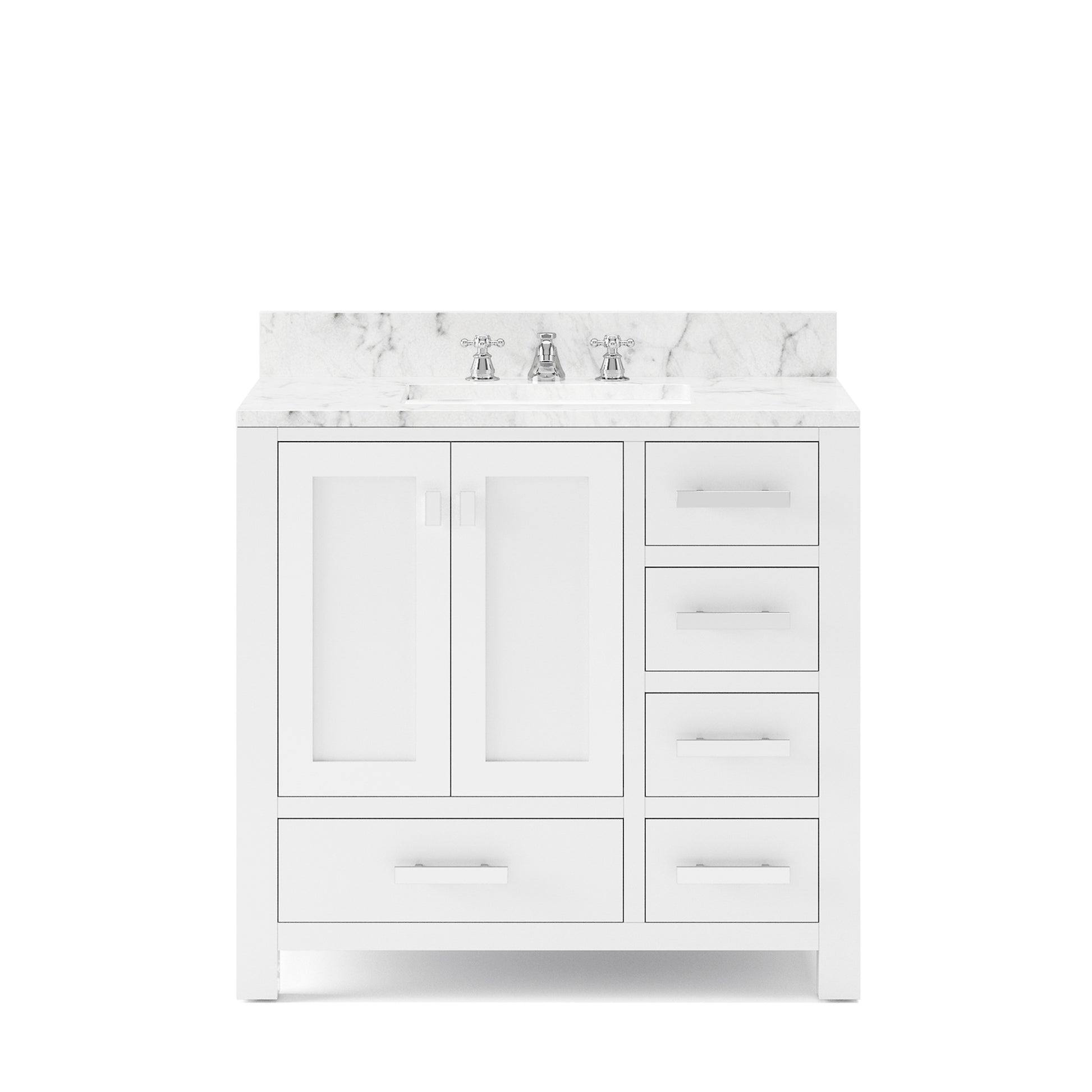 MADISON 36"W x 34"H Pure White Single-Sink Vanity + Faucets