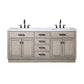 CHESTNUT 72"W x 34.2"H Gray Oak Double-Sink Vanity with Carrara White Marble Countertop + Faucets