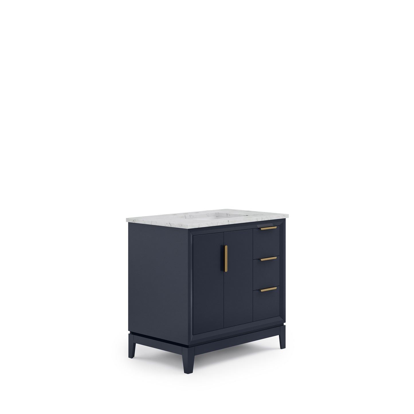 ELIZABETH 36"W x 34.25"H Monarch Blue Single-Sink Vanity with Carrara White Marble Countertop