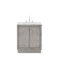 HUGO 30"W x 34.3"H Gray Oak Single-Sink Vanity with Carrara White Marble Countertop + Hook Faucet