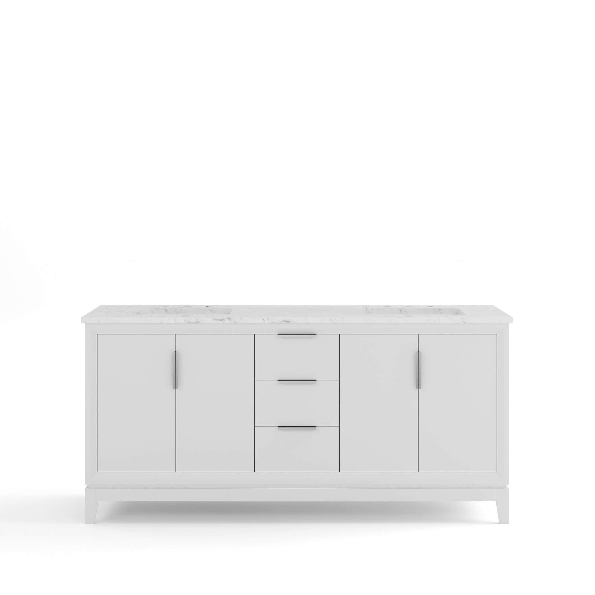 ELIZABETH 72"W x 34.25"H Pure White Double-Sink Vanity with Carrara White Marble Countertop