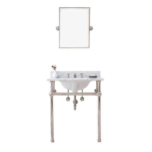 EMBASSY 30"W x 34"H  Single Washstand , P-Trap, Countertop with Sink, F2-0009 Faucet and Mirror included, in Polished Nickel Finish