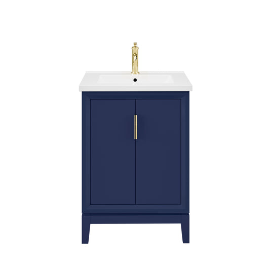 ELISE 24.5"W x 34.5"H Monarch Blue Integrated Ceramic Sink Vanity + Modern Single Faucet