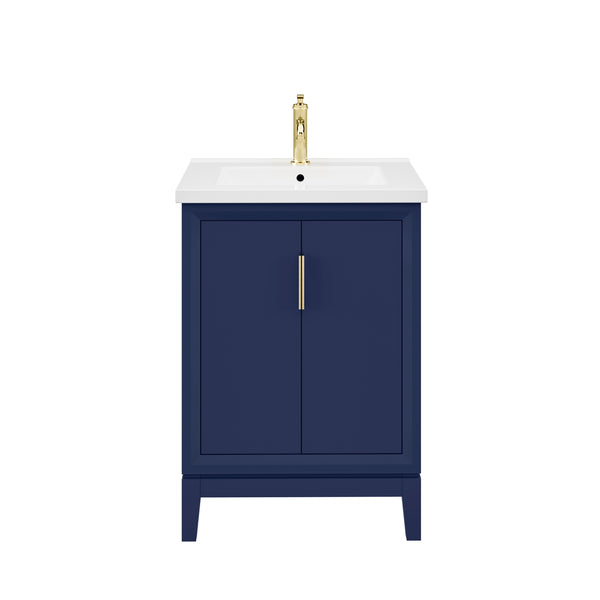 ELISE 24.5W x 34.5H Monarch Blue Integrated Ceramic Sink Vanity + Modern Single Faucet