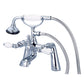 Vintage Classic 7" Spread Deck Mount Tub Faucet With Handheld Shower in Chrome Finish, With Porcelain Lever Handles Without labels