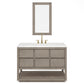 OAKMAN 72"W x 34.3"H Gray Oak Single-Sink Vanity with Carrara White Marble Countertop + Gold Faucets and Rectangular Mirrors