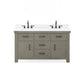 ABERDEEN 60"W x 34"H Grizzle Grey Double-Sink Vanity with Carrara White Marble Countertop