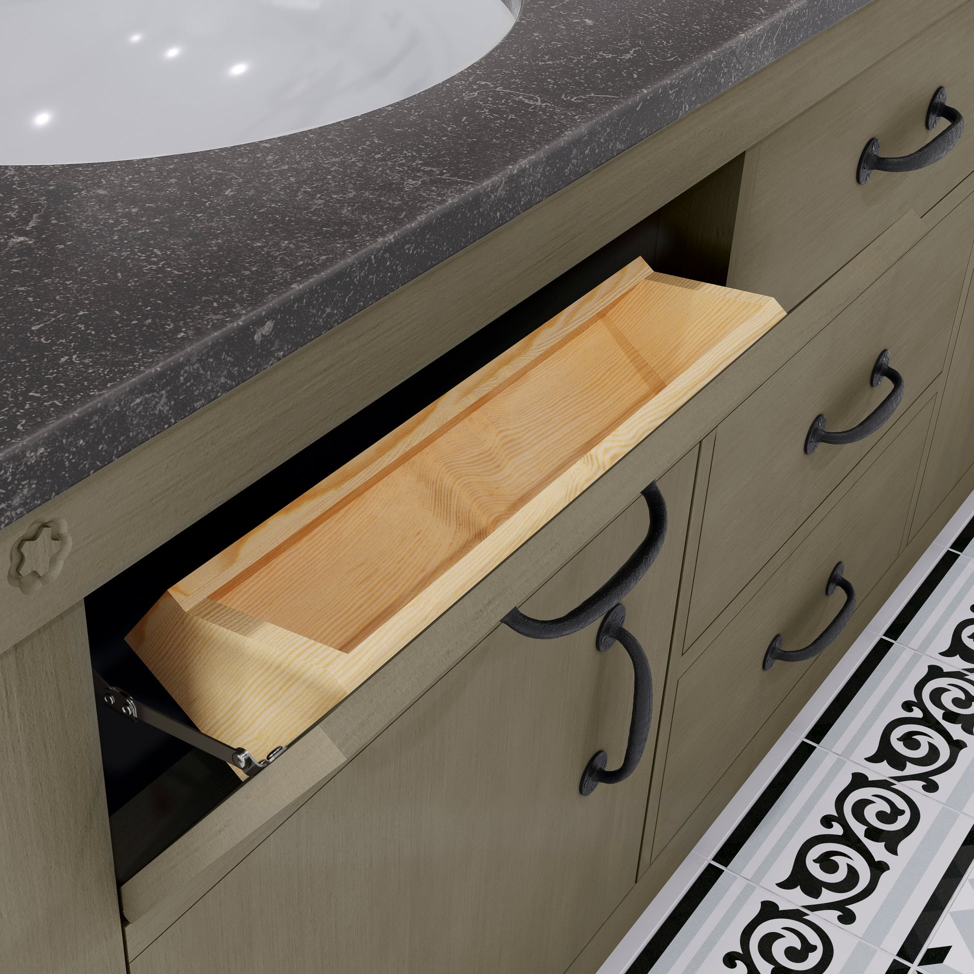 ABERDEEN 72"W x 34"H Grizzle Gray Double-Sink Vanity with Blue Limestone Countertop + Mirrors