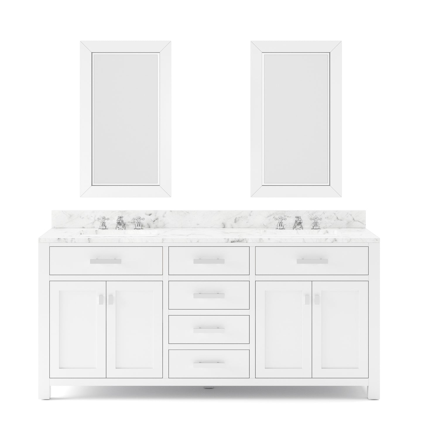 MADISON 72"W x 34"H Pure White Double-Sink Vanity + Mirrors