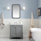 QUEEN 30"W x 34"H Cashmere Gray Single-Sink Vanity with Carrara Quartz Countertop + Faucets & Mirror (F2-0013)