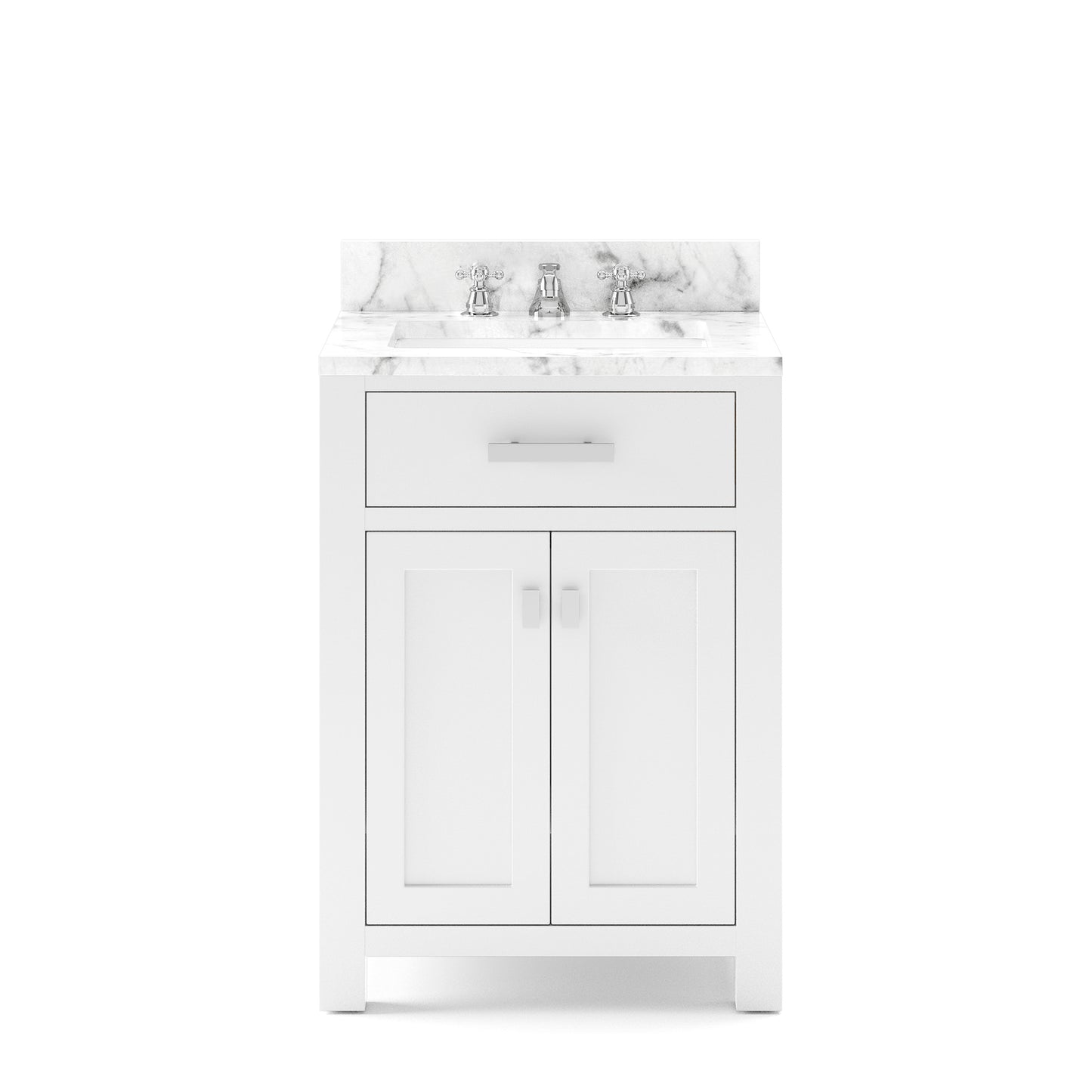 MADISON 24"W x 34"H Pure White Single-Sink Vanity + Faucets
