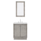 HUGO 30"W x 34.3"H Gray Oak Single-Sink Vanity with Carrara White Marble Countertop + Hook Faucet and Mirror