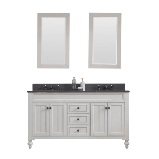 POTENZA 60"W x 34"H Earl Gray Double-Sink Vanity + Mirrors