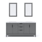 ELIZABETH 72"W x 34.25"H Cashmere Gray Double-Sink Vanity with Carrara White Marble Countertop + Mirror