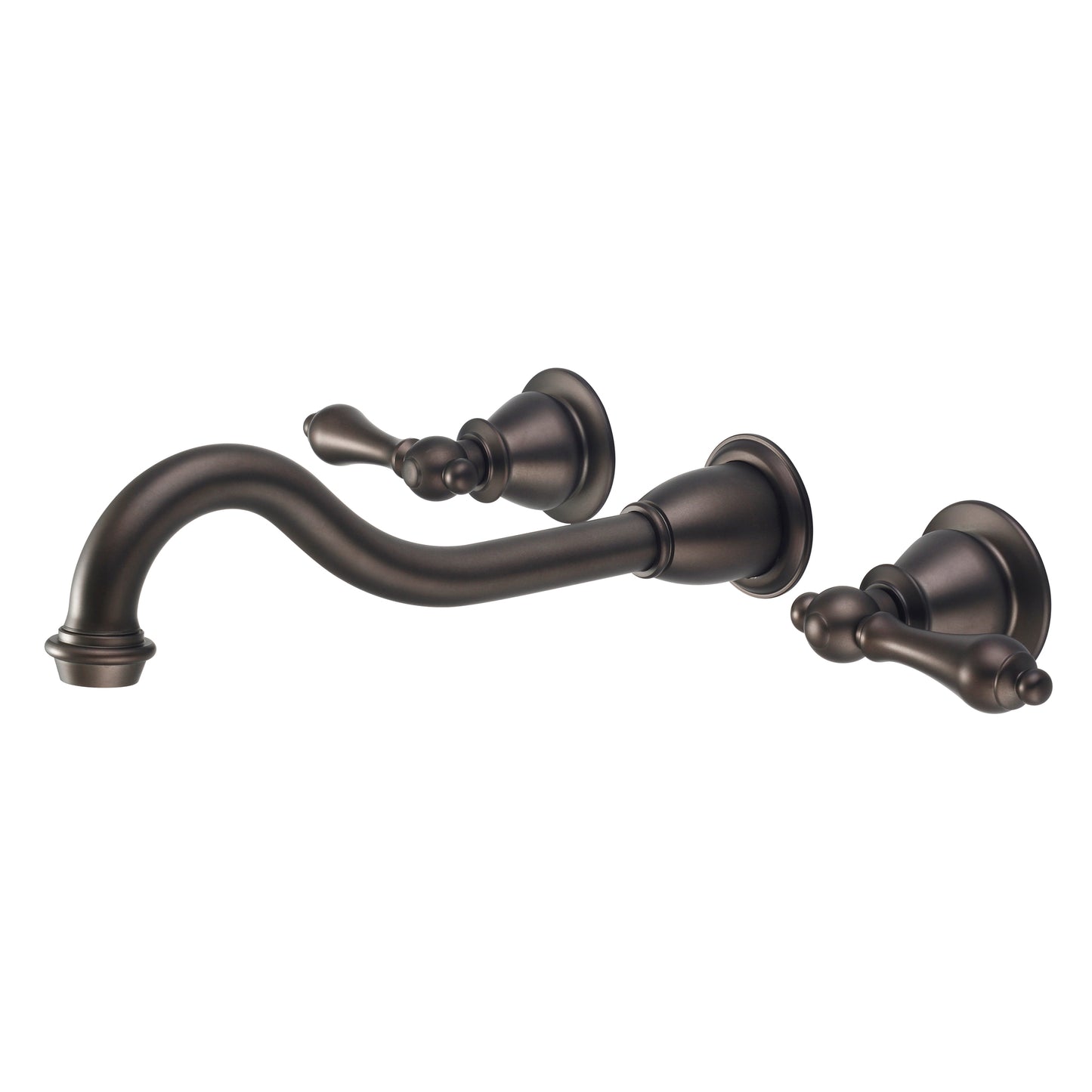 Elegant Spout Wall Mount Vessel/Bathroom Faucets in Oil Rubbed Bronze Finish, With Metal Lever Handles Without Labels