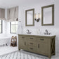 ABERDEEN 72"W x 34"H Grizzle Gray Double-Sink Vanity with Carrara White Marble Countertop + Mirrors