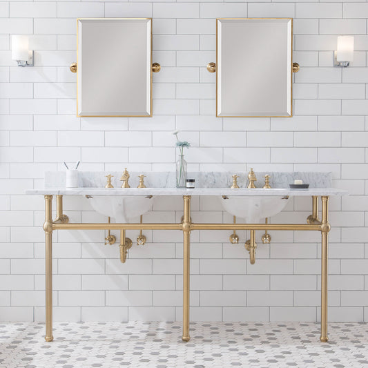 EMBASSY 72"W x 34"H  Double Washstand , P-Trap, Countertop with Sink, and F2-0013 Faucet included, in Satin Gold Finish