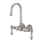 Vintage Classic 3.375" Center Wall Mount Tub Faucet With Gooseneck Spout & Straight Wall Connector in Polished Nickel Finish, With Metal Lever Handles Without Labels