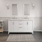 ELIZABETH 60"W x 34.25"H Pure White Double-Sink Vanity with Carrara White Marble Countertop + Faucets (F2-0012-01-TL)