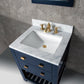 MADALYN 24"W x 34"H Monarch Blue Single-Sink Vanity with Carrara White Marble Countertop + Faucets (F2-0013)