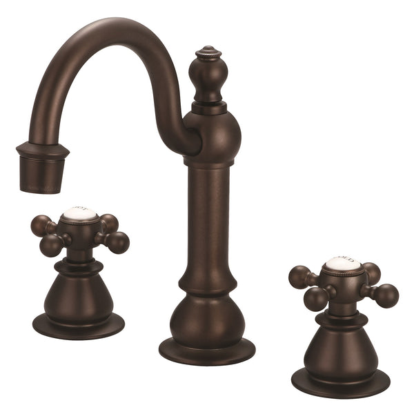 American 20th Century Classic Widespread Bathroom F2-0012 Faucets With Pop-Up Drain in Oil Rubbed Bronze Finish, With Metal Lever Handles, Hot And Cold Labels Included