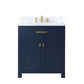 MADISON 30"W x 34"H Monarch Blue Single-Sink Vanity with Carrara White Marble Countertop + Faucets (F2-0013-06-FX)