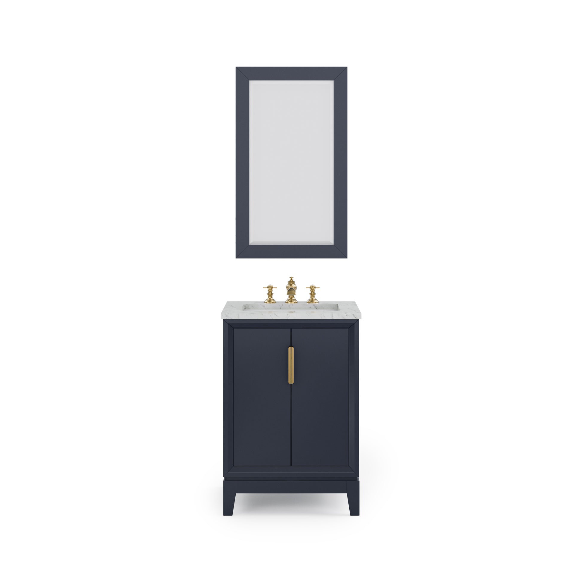 ELIZABETH 24"W x 34.25"H Monarch Blue Single-Sink Vanity with Carrara White Marble Countertop + Faucets & Mirror (F2-0013-06-FX)