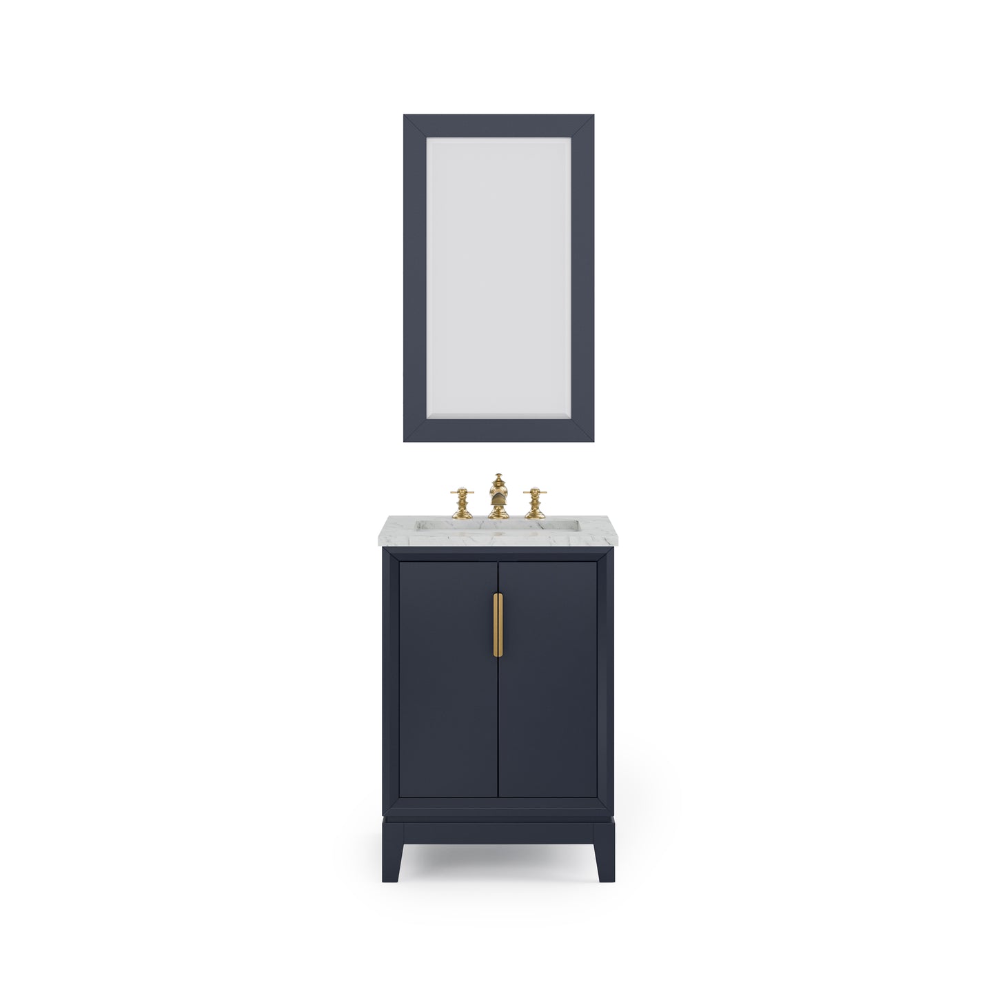 ELIZABETH 24"W x 34.25"H Monarch Blue Single-Sink Vanity with Carrara White Marble Countertop + Faucets & Mirror (F2-0013-06-FX)