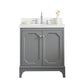 QUEEN 30"W x 34"H Cashmere Gray Single-Sink Vanity with Carrara Quartz Countertop + Faucets (F2-0012-01-TL)