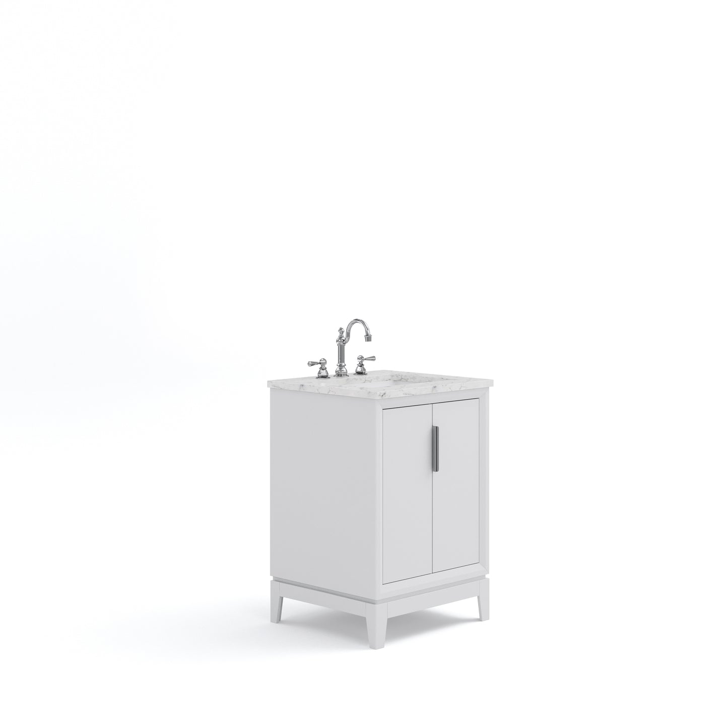 ELIZABETH 24"W x 34.25"H Pure White Single-Sink Vanity with Carrara White Marble Countertop + Faucets (F2-0012-01-TL)