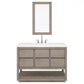 OAKMAN 48"W x 34.3"H Gray Oak Single-Sink Vanity with Carrara White Marble Countertop + Chrome Faucet and Rectangular Mirror