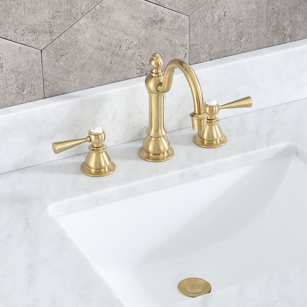 F2-0012-06-TL Satin Gold High Arc Torch Lever Handle True Brass Bathroom Faucet