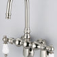 Vintage Classic Adjustable Spread Wall Mount Tub Faucet With Gooseneck Spout & Swivel Wall Connector in Polished Nickel Finish, With Porcelain Lever Handles, Hot And Cold Labels Included