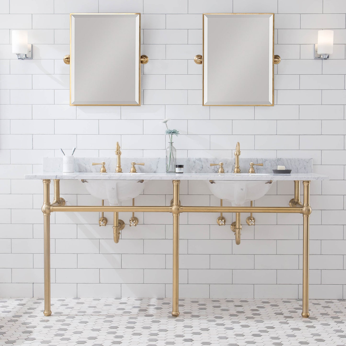 EMBASSY 72"W x 34"H  Double Washstand Only, in Satin Gold Finish