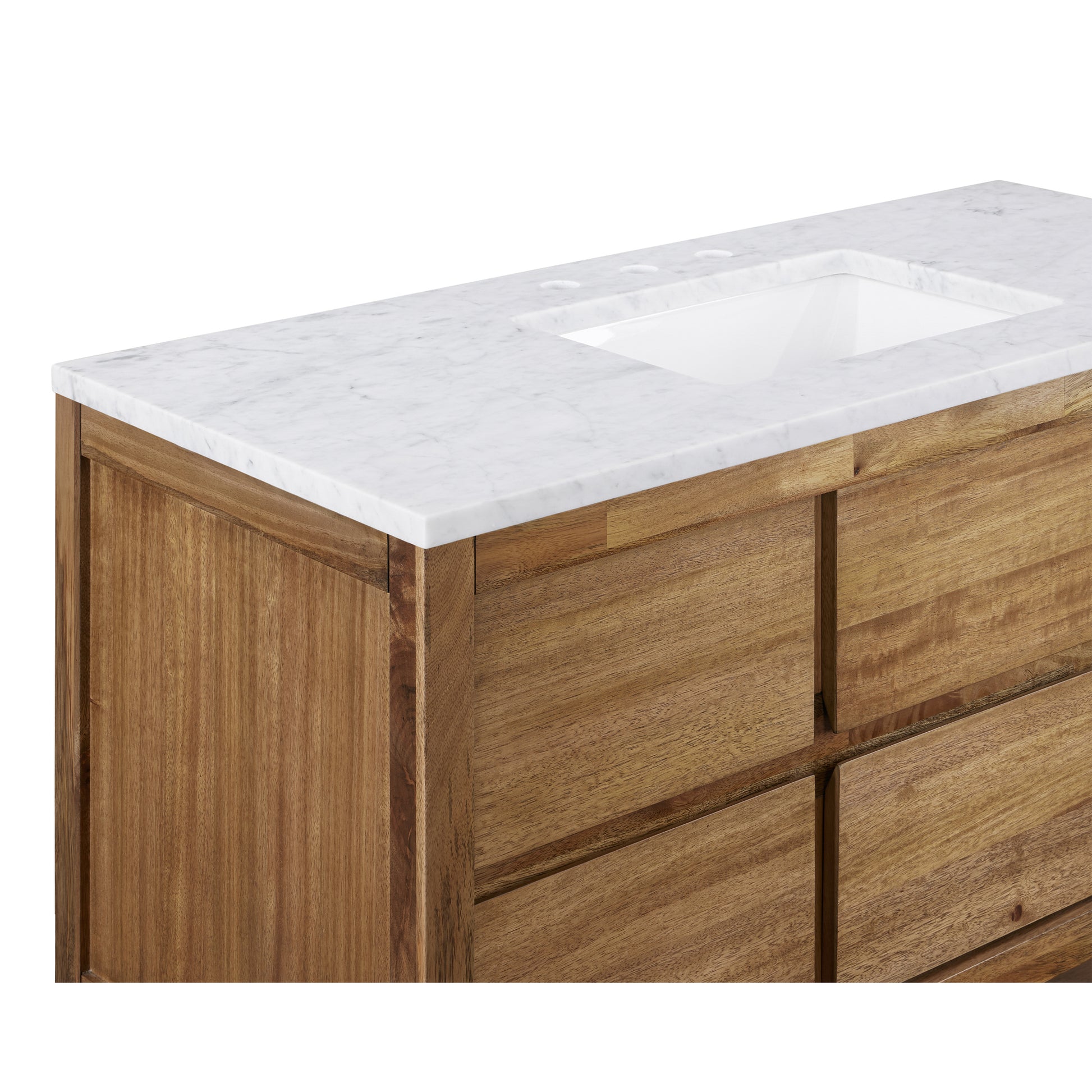 OAKMAN 48"W x 34.3"H Mango Wood Single-Sink Vanity with Carrara White Marble Countertop