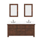 ABERDEEN 72"W x 34"H Sierra Rustic Double-Sink Vanity with Carrara White Marble Countertop + Mirrors