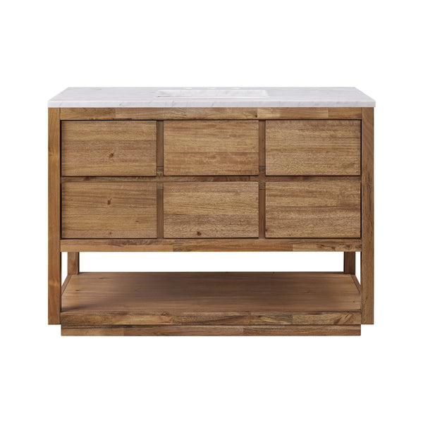 OAKMAN 48W x 34.3H Mango Wood Single-Sink Vanity with Carrara White Marble Countertop