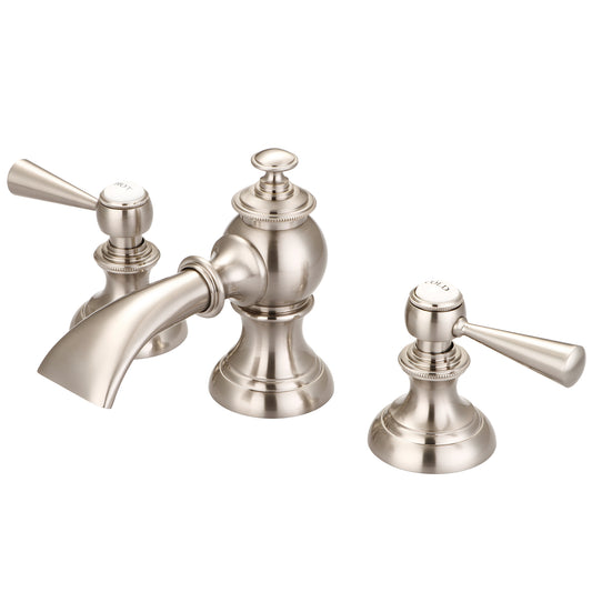 Modern Classic Widespread Bathroom F2-0013 Faucets With Pop-Up Drain in Brushed Nickel Finish, With Torch Lever Handles