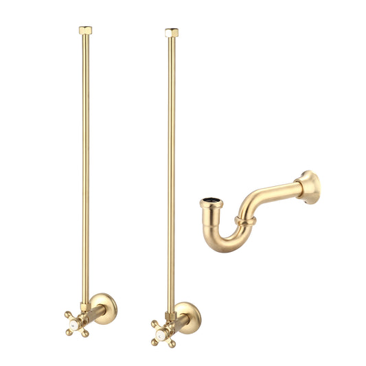 Classic P-Trap Water Supply Kit In Satin Gold Finish